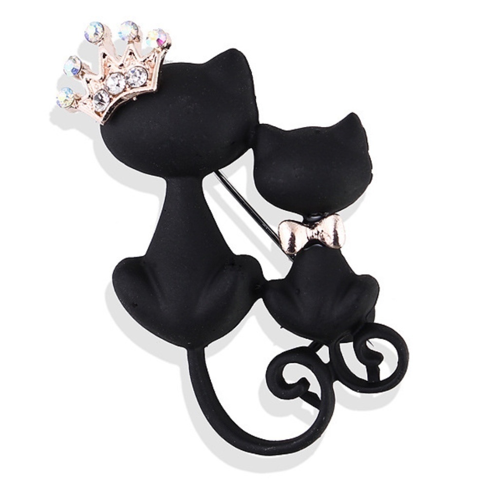 *ALYSE* Double Black Cat Fashion Brooch Pin